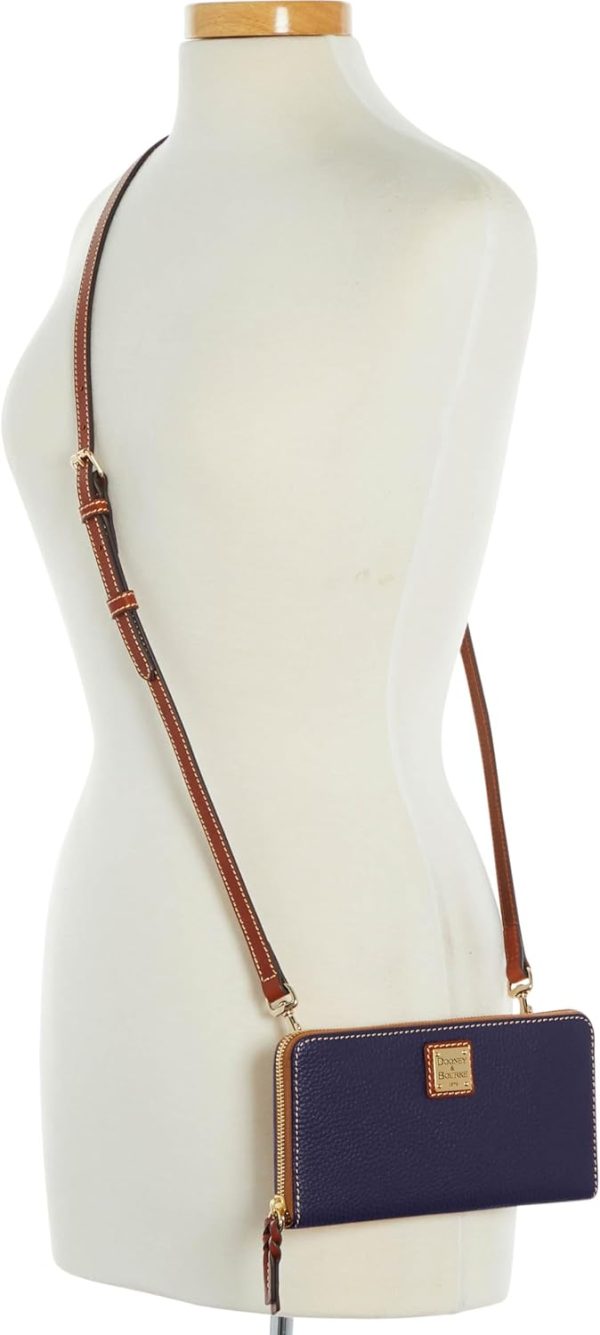 Dooney & Bourke Women's Large Zip Around Wristlet Crossbody in Pebble Grain Leather, with Detachable Shoulder Strap bourke women s