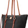 Dooney & Bourke Handbags for Women, Pebble Grain Leather Tote Bag with Zipper & Compartments - Black bourke nsw