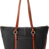 Dooney & Bourke Handbags for Women, Pebble Grain Leather Tote Bag with Zipper & Compartments - Black dooney and bourke