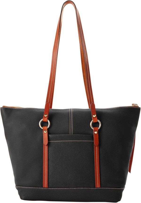 Dooney & Bourke Handbags for Women, Pebble Grain Leather Tote Bag with Zipper & Compartments - Black dooney and bourke