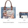 Denim Tote Bag for Women Top Handle Satchel Purse Boho Shoulder Handbags with Wristlet tote bag for