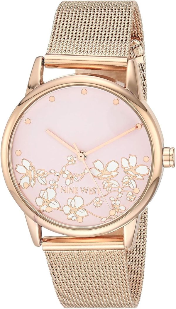 Nine West Women's Floral Dial Mesh Bracelet Watch ninebot