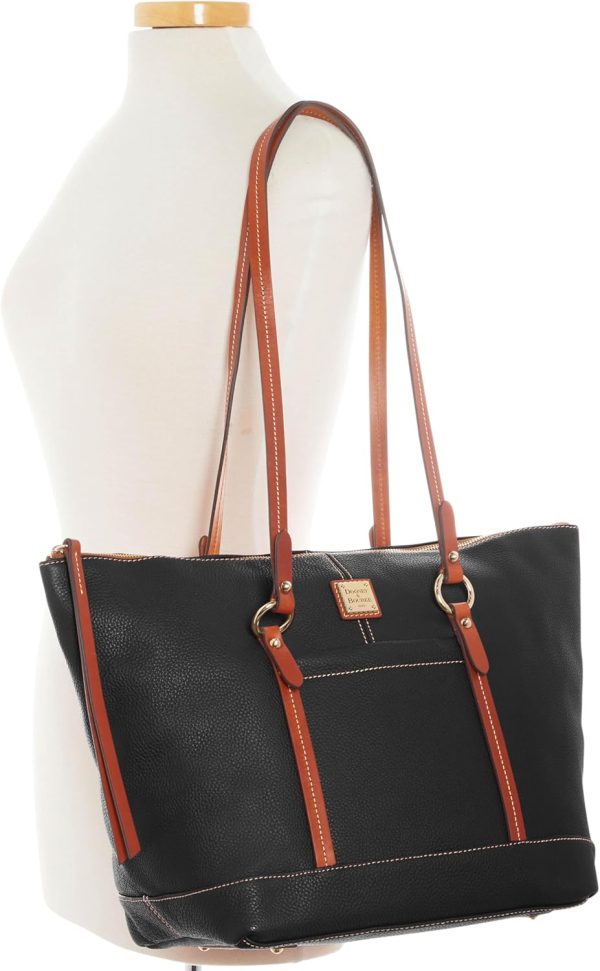Dooney & Bourke Handbags for Women, Pebble Grain Leather Tote Bag with Zipper & Compartments - Black for women pebble