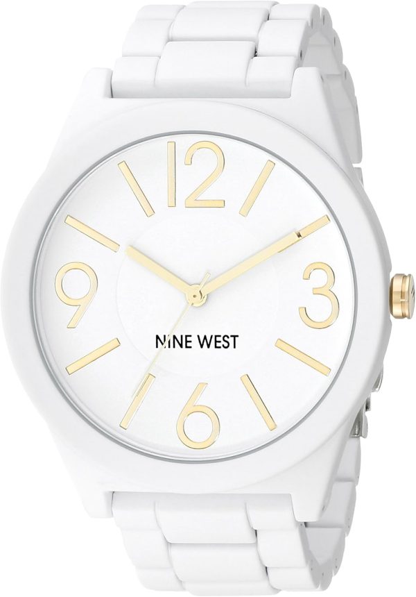 Nine West Women's Metal Bracelet Watch with Rubberized Coating sora