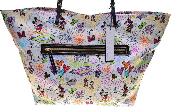 Dooney & Bourke Disney Sketch Nylon Large Reversible Tote White disney world