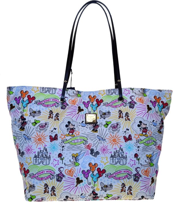 Dooney & Bourke Disney Sketch Nylon Large Reversible Tote White amp