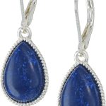 Nine West Women's Denim Blue Teardrop Earrings Silver Tone western union