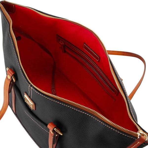 Dooney & Bourke Handbags for Women, Pebble Grain Leather Tote Bag with Zipper & Compartments - Black formula 1