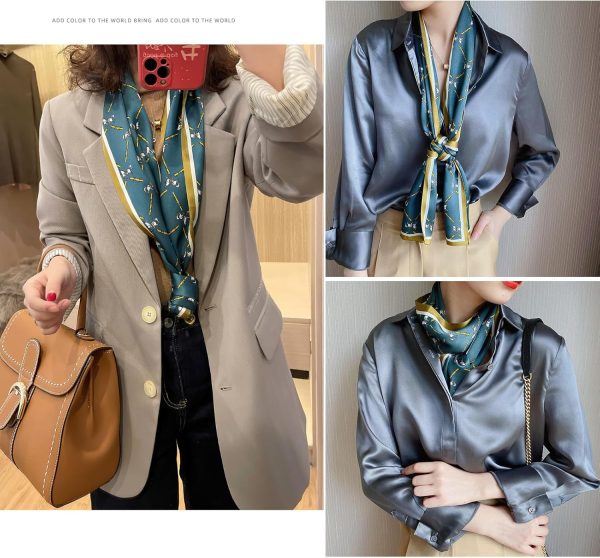 vimate Hair Scarf for Women Fashion Satin Silky Feeling Neck Scarf Bag Purse Scarf for Handbag Handle Etc-4