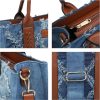 Denim Tote Bag for Women Top Handle Satchel Purse Boho Shoulder Handbags with Wristlet women top handle