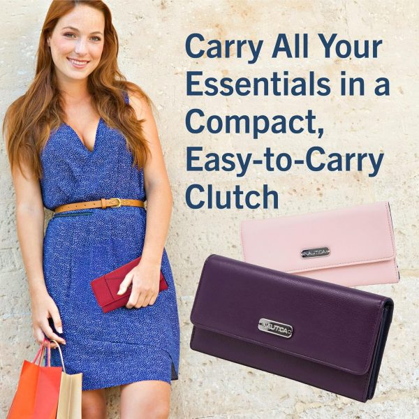 Nautica Money Manager RFID Slim and Small Wallet for Women - Credit Card Holder with Coin Purse and Zipper Wallet, Women's Clutch Organizer-4