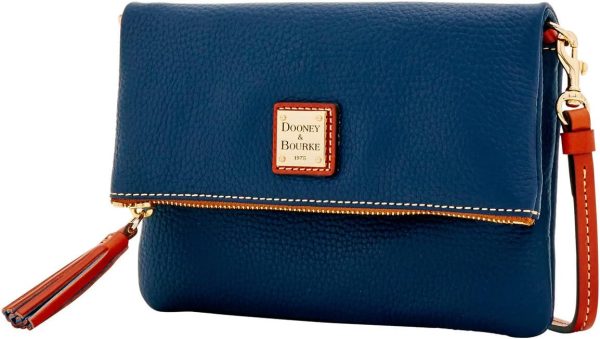 Dooney & Bourke Women's Foldover Zip Crossbody in Pebble Grain Leather, Small Sized Handbag with Adjustable Shoulder Strap amplitude