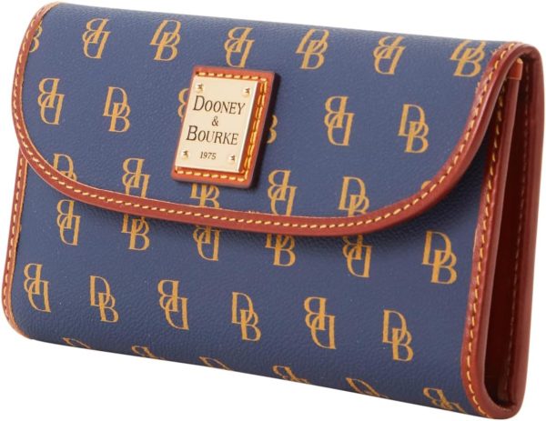 Dooney & Bourke Wallets for Women, Large Leather Trifold Gretta Continental Clutch Purse Credit Card Holder-1