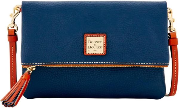 Dooney & Bourke Women's Foldover Zip Crossbody in Pebble Grain Leather, Small Sized Handbag with Adjustable Shoulder Strap bourke