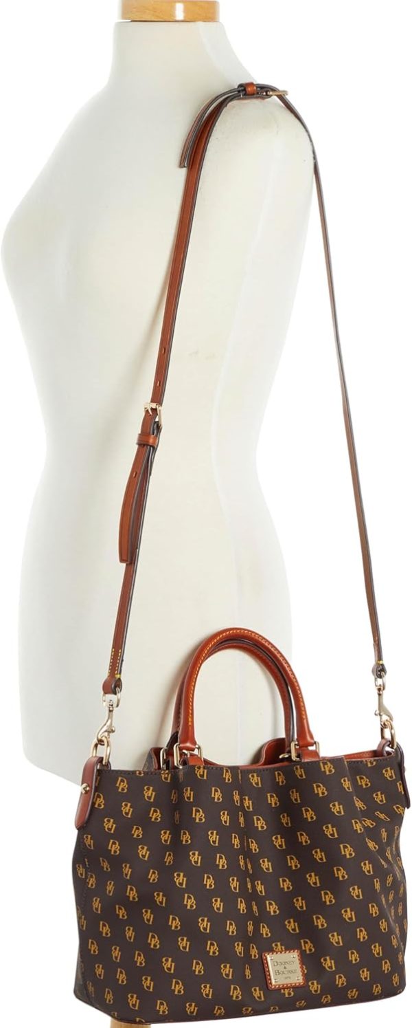 Dooney & Bourke Women's Gretta Brenna Satchel in Coated Cotton, Large Handbag with Adjustable Detachable Shoulder Strap-3