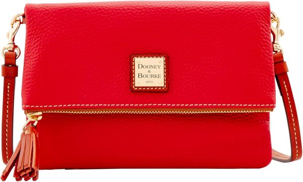 Dooney & Bourke Women's Foldover Zip Crossbody in Pebble Grain Leather, Small Sized Handbag with Adjustable Shoulder Strap-0