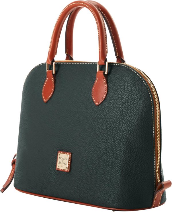 Dooney & Bourke Women's Domed Satchel in Pebble Grain Leather, Large Handbag with Adjustable Detachable Shoulder Strap-1