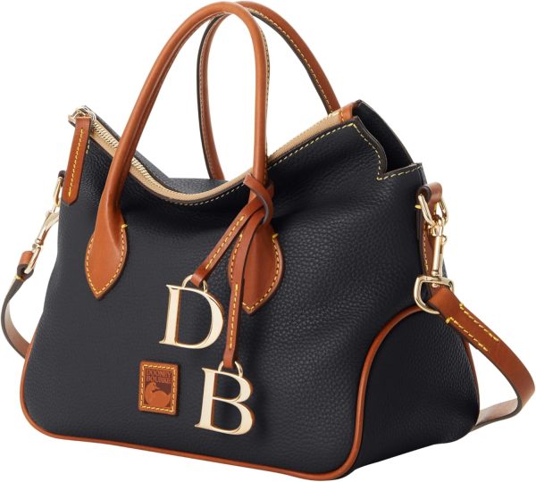 Dooney & Bourke Designer Handbags for Women, Pebble Grain Leather Satchel Bag with Crossbody Strap Logo Charms-1