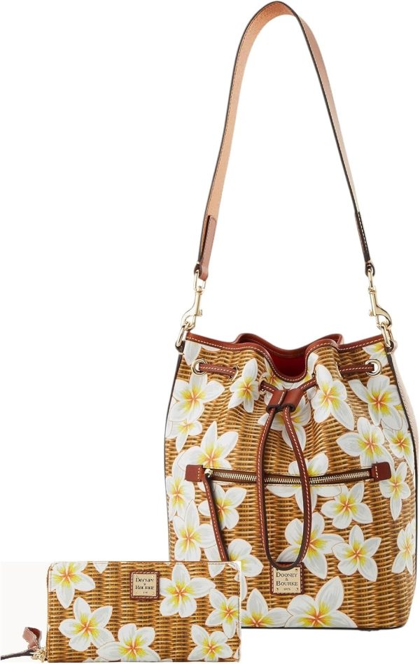 Dooney & Bourke Plumeria Drawstring Bucket Bag/Zip Around Wallet Bundle-0