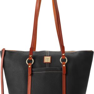 Dooney & Bourke Handbags for Women, Pebble Grain Leather Tote Bag with Zipper & Compartments - Black-0