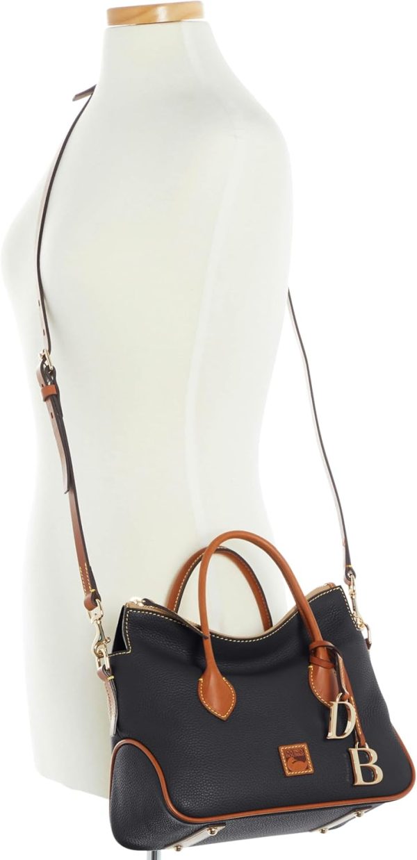 Dooney & Bourke Designer Handbags for Women, Pebble Grain Leather Satchel Bag with Crossbody Strap Logo Charms-3