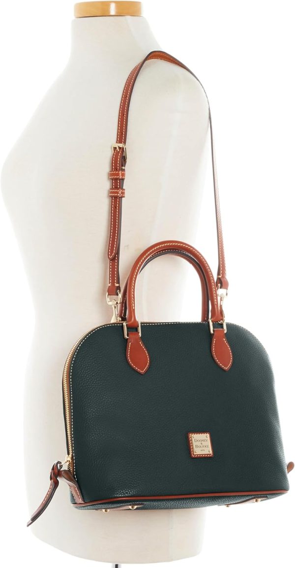 Dooney & Bourke Women's Domed Satchel in Pebble Grain Leather, Large Handbag with Adjustable Detachable Shoulder Strap-3