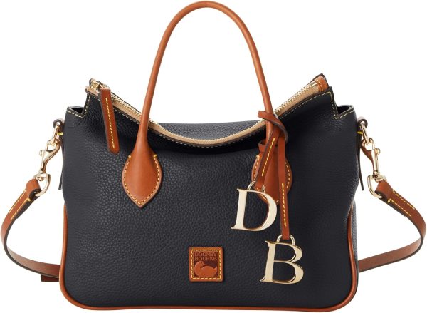 Dooney & Bourke Designer Handbags for Women, Pebble Grain Leather Satchel Bag with Crossbody Strap Logo Charms-0