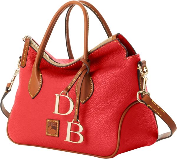 Dooney & Bourke Designer Handbags for Women, Pebble Grain Leather Satchel Bag with Crossbody Strap Logo Charms handbags for men