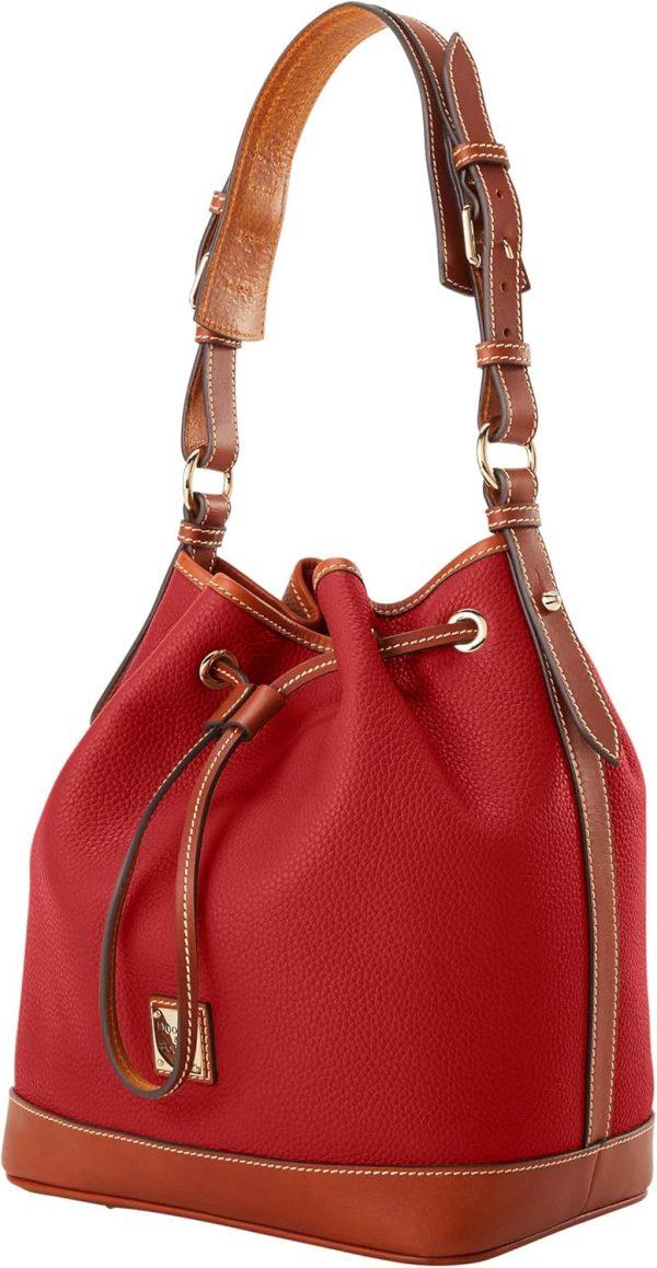 Dooney & Bourke Shoulder Bags, Pebble Grain Drawstring Leather Bucket Bags for Women-1
