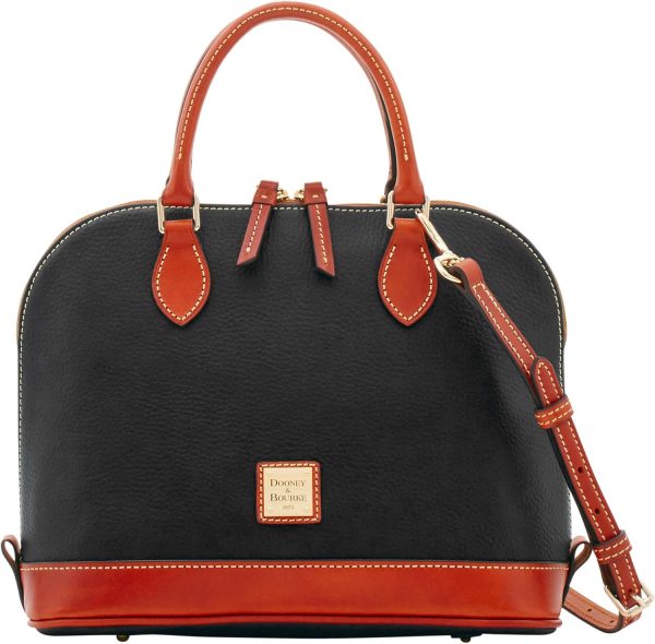 Dooney & Bourke Women's Zip Satchel in Pebble Grain Leather, Large Handbag with Adjustable Detachable Shoulder Strap amplifier