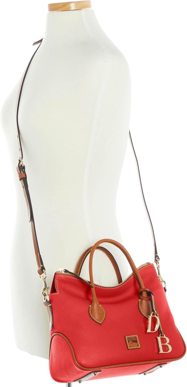 Dooney & Bourke Designer Handbags for Women, Pebble Grain Leather Satchel Bag with Crossbody Strap Logo Charms-3