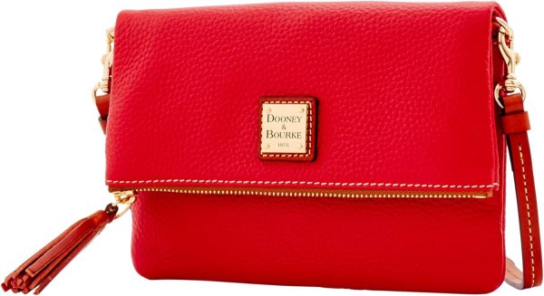 Dooney & Bourke Women's Foldover Zip Crossbody in Pebble Grain Leather, Small Sized Handbag with Adjustable Shoulder Strap-1