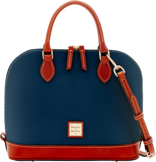 Dooney & Bourke Women's Zip Satchel in Pebble Grain Leather, Large Handbag with Adjustable Detachable Shoulder Strap-0