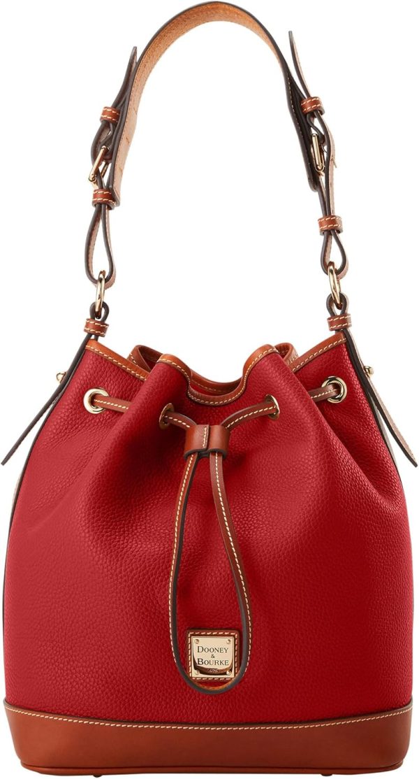 Dooney & Bourke Shoulder Bags, Pebble Grain Drawstring Leather Bucket Bags for Women-0