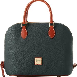 Dooney & Bourke Women's Domed Satchel in Pebble Grain Leather, Large Handbag with Adjustable Detachable Shoulder Strap-0