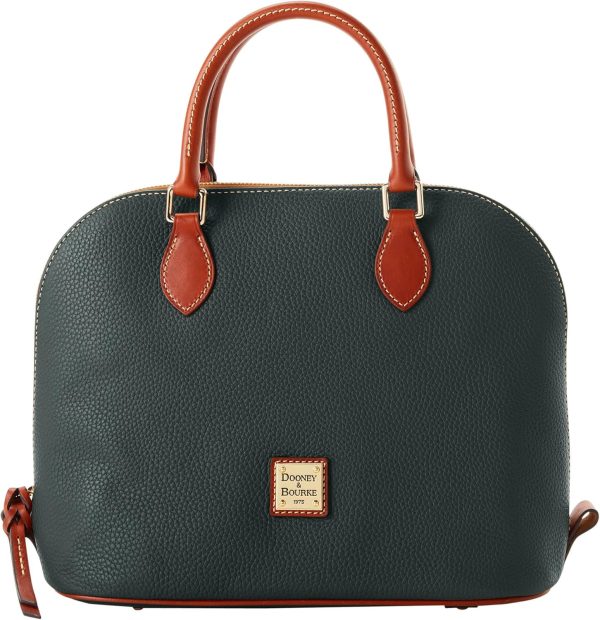 Dooney & Bourke Women's Domed Satchel in Pebble Grain Leather, Large Handbag with Adjustable Detachable Shoulder Strap-0