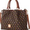 Dooney & Bourke Women's Gretta Brenna Satchel in Coated Cotton, Large Handbag with Adjustable Detachable Shoulder Strap-1