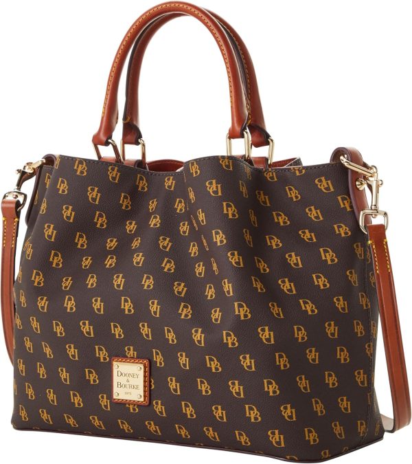 Dooney & Bourke Women's Gretta Brenna Satchel in Coated Cotton, Large Handbag with Adjustable Detachable Shoulder Strap-1