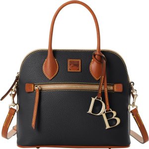 Dooney & Bourke Women's Domed Satchel in Pebble Grain Leather, Large Handbag with Adjustable Detachable Shoulder Strap bourkes hk