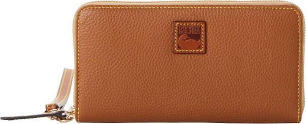 Dooney & Bourke Wallets for Women, Pebble Grain Leather Large Zip Around Wristlet with Removable Strap-0