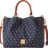 Dooney & Bourke Women's Gretta Brenna Satchel in Coated Cotton, Large Handbag with Adjustable Detachable Shoulder Strap steam