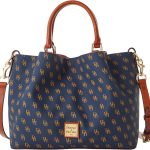 Dooney & Bourke Women's Gretta Brenna Satchel in Coated Cotton, Large Handbag with Adjustable Detachable Shoulder Strap steam