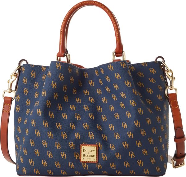 Dooney & Bourke Women's Gretta Brenna Satchel in Coated Cotton, Large Handbag with Adjustable Detachable Shoulder Strap steam