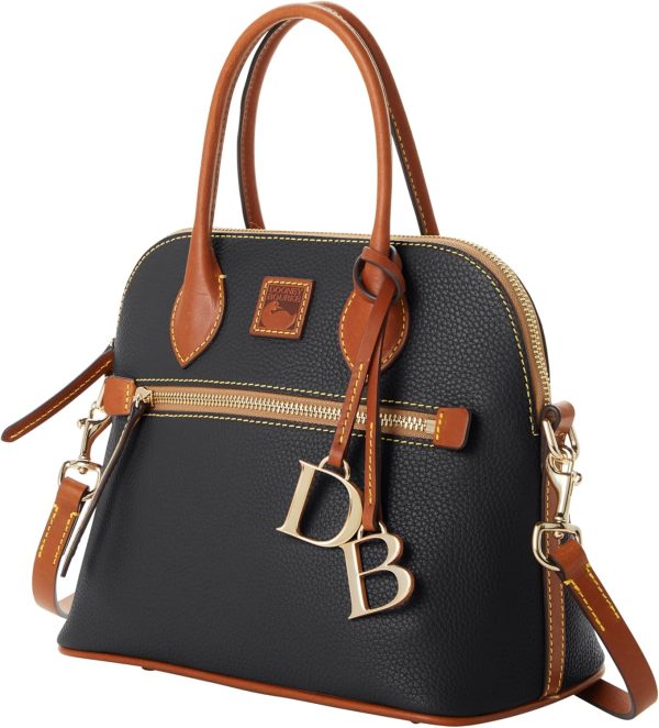 Dooney & Bourke Women's Domed Satchel in Pebble Grain Leather, Large Handbag with Adjustable Detachable Shoulder Strap dooney