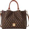 Dooney & Bourke Women's Gretta Brenna Satchel in Coated Cotton, Large Handbag with Adjustable Detachable Shoulder Strap-0
