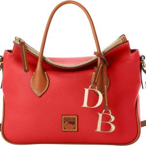 Dooney & Bourke Designer Handbags for Women, Pebble Grain Leather Satchel Bag with Crossbody Strap Logo Charms bourkes hk