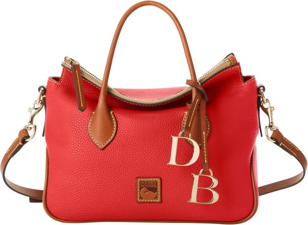 Dooney & Bourke Designer Handbags for Women, Pebble Grain Leather Satchel Bag with Crossbody Strap Logo Charms bourkes hk