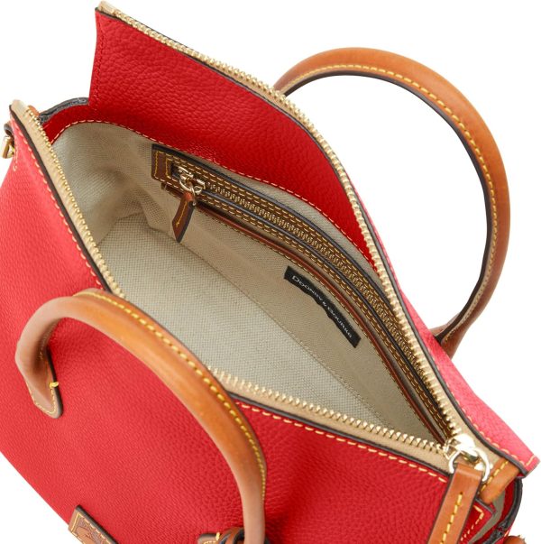 Dooney & Bourke Designer Handbags for Women, Pebble Grain Leather Satchel Bag with Crossbody Strap Logo Charms designer brands