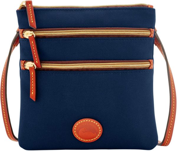 Dooney & Bourke Women's North South Triple Zip Crossbody in Lightweight Nylon, Handbag with Adjustable Shoulder Strap-0