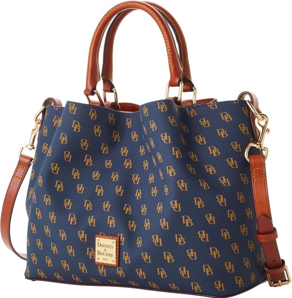 Dooney & Bourke Women's Gretta Brenna Satchel in Coated Cotton, Large Handbag with Adjustable Detachable Shoulder Strap bourke nsw